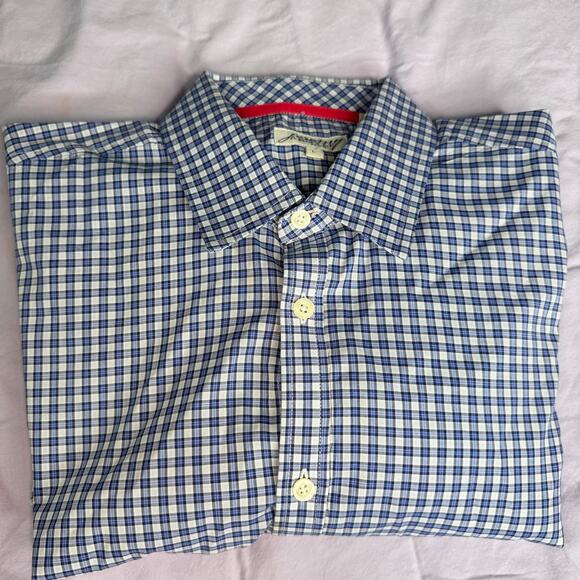 Jeremy Argyle NYC Men's sz Large Blue Plaid Button Down Shrt Long Sleeve Cotton - Picture 3 of 11